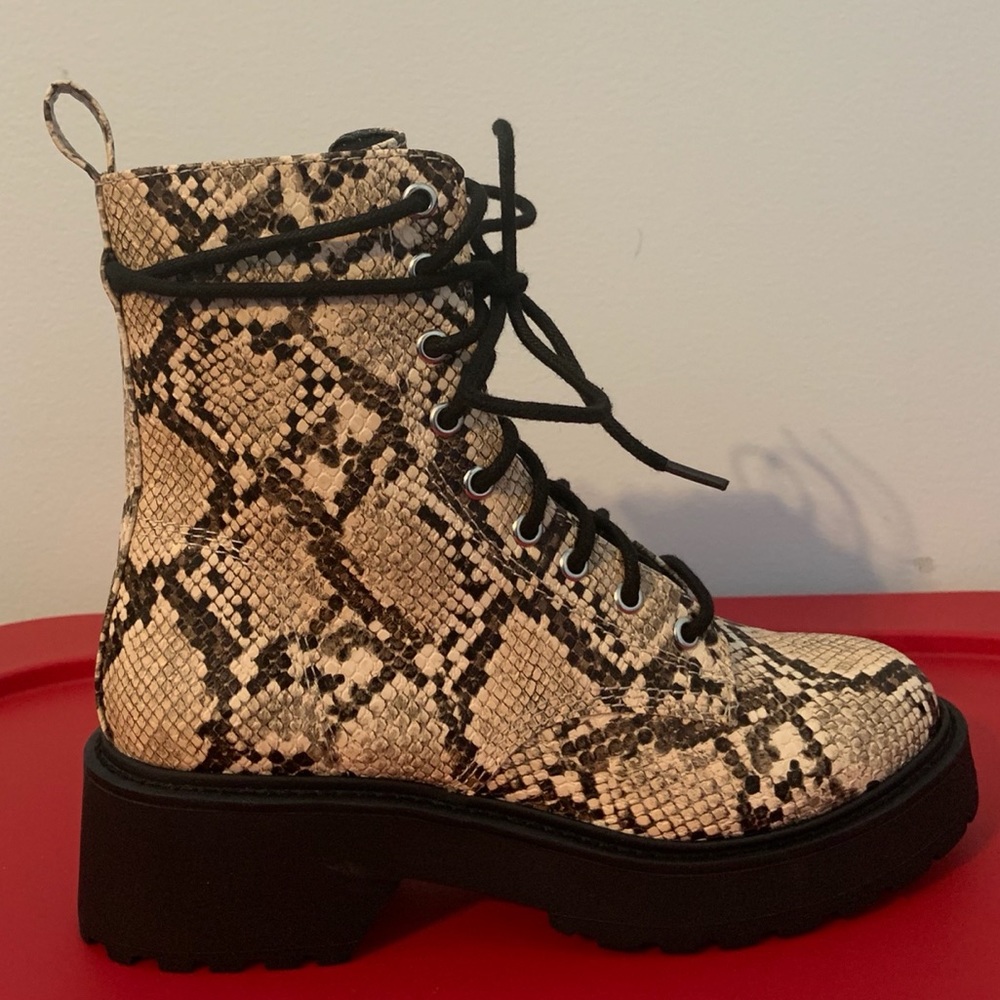 Steve Madden Tornado Snake Print Combat Boots - image 1